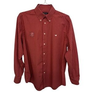 Southern Marsh Mens NC State Wolfpack Red Check Wrinkle Free Button Down Shirt L